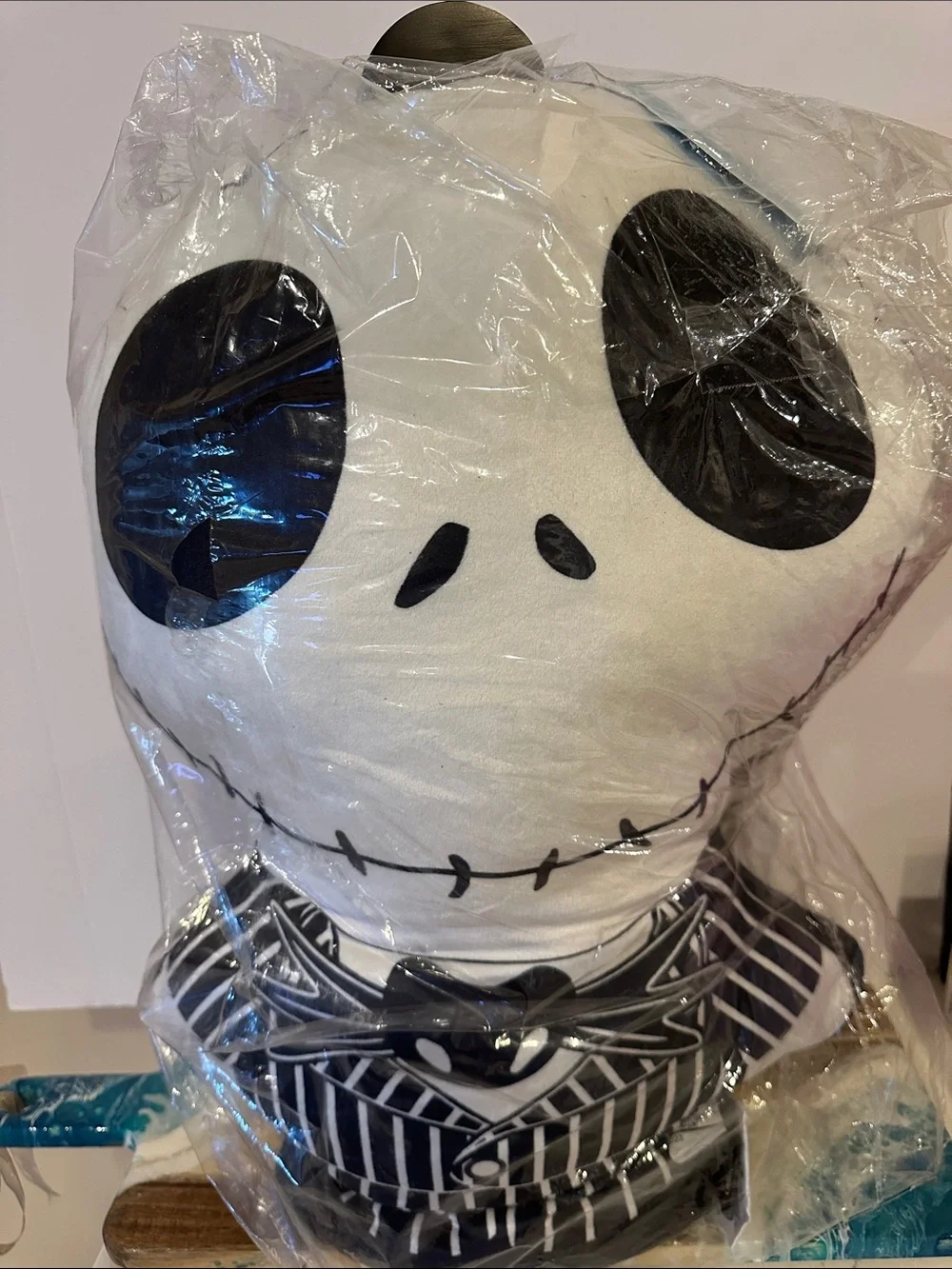 Halloween Jack Plush Skull Pillow in Black & White